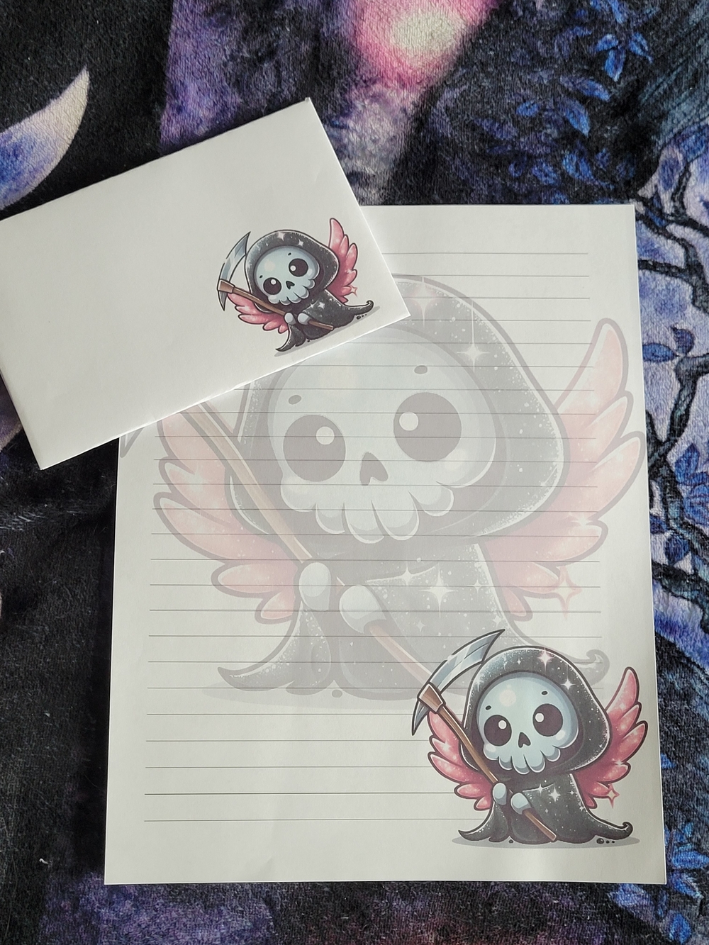 🧋NEW🧋24pc  Cute Grim Reaper Stationery Set - Pastel Pink & Gray